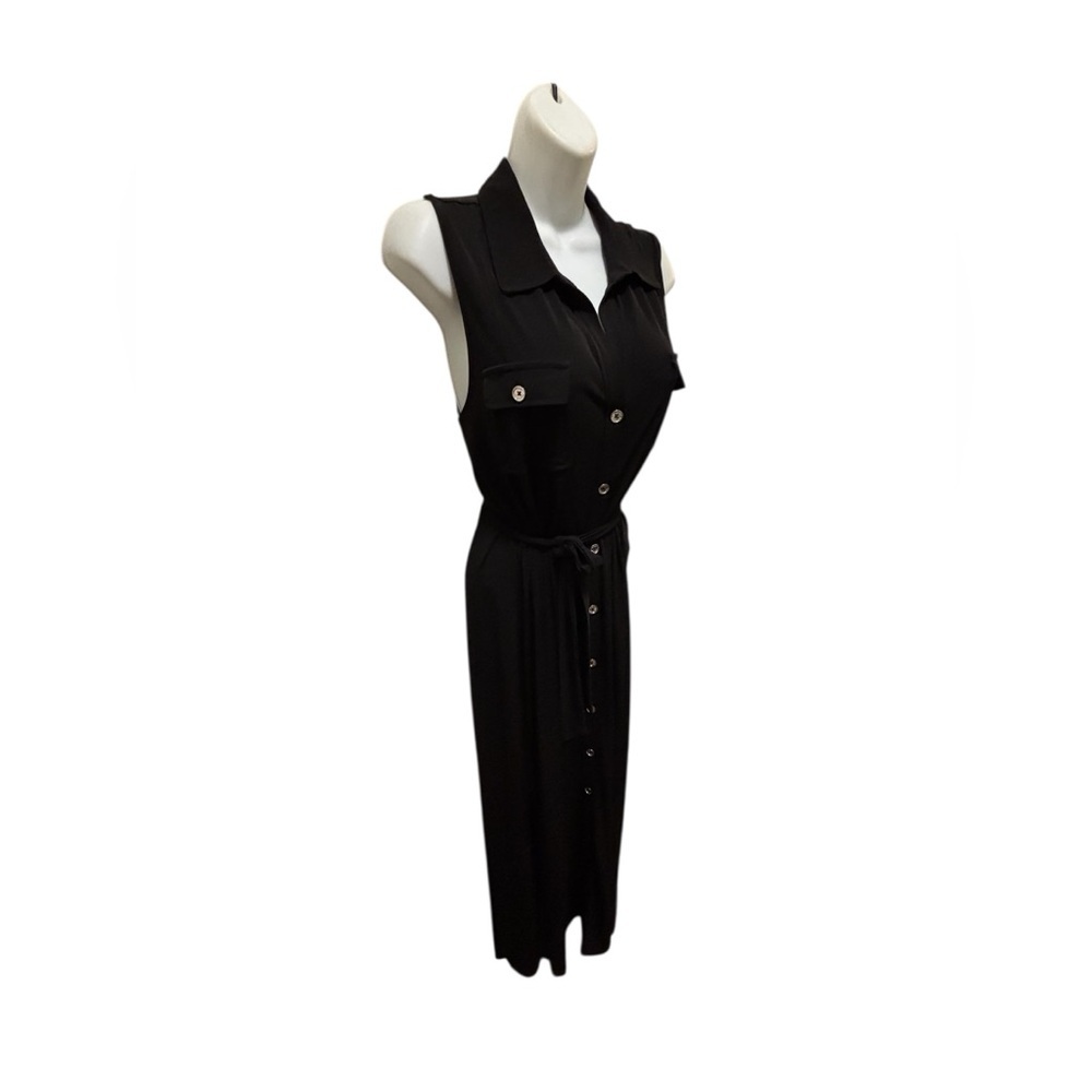 Michael Michael Kors Polo Maxi Dress Black Size XL Belted Slinky Knit Collared - Picture 3 of 9
